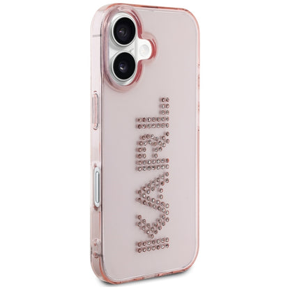 Hülle für Apple iPhone 16, Karl Lagerfeld, IML Rhinestones Pink Logo, Rosa