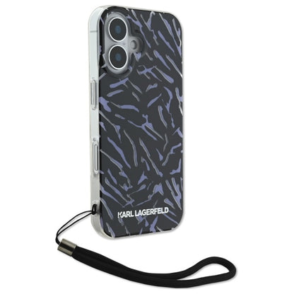 Custodia per Apple iPhone 16, Karl Lagerfeld, Zebra con Cinturino, Viola
