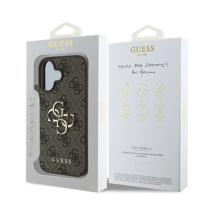 Étui pour Apple iPhone 16 Plus, Guess, 4G Big Logo, Marron