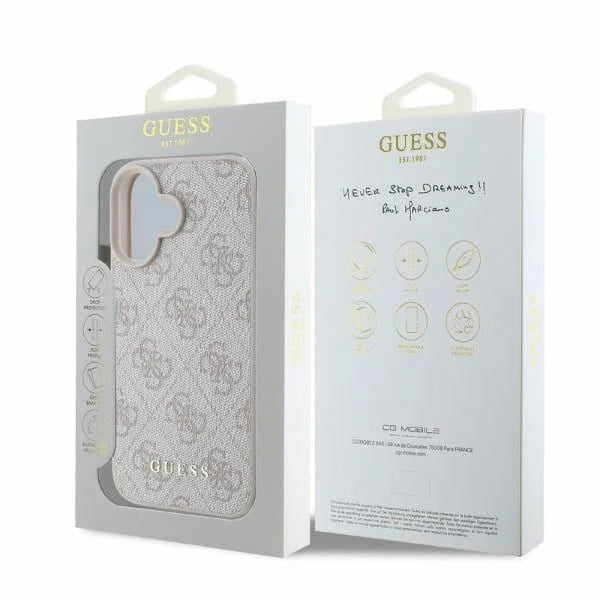 Custodia per Apple iPhone 16 Plus, Guess, 4G Classic, Rosa