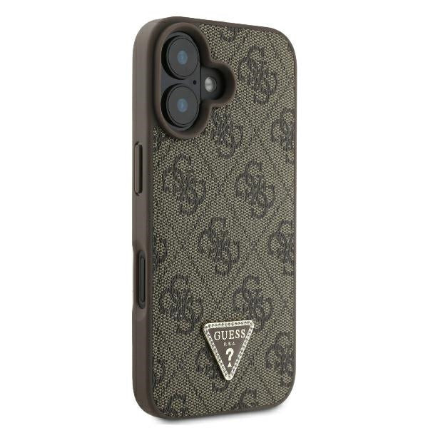 Custodia per Apple iPhone 16 Plus, Guess, 4G Triangle Strass, Marrone
