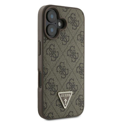 Custodia per Apple iPhone 16 Plus, Guess, 4G Triangle Strass, Marrone