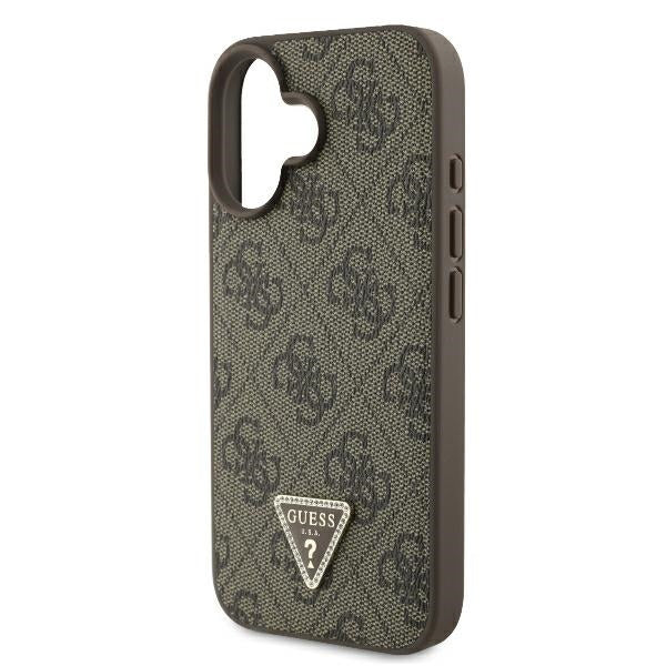 Custodia per Apple iPhone 16 Plus, Guess, 4G Triangle Strass, Marrone