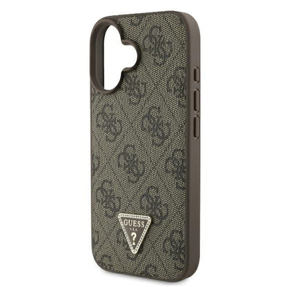 Custodia per Apple iPhone 16 Plus, Guess, 4G Triangle Strass, Marrone