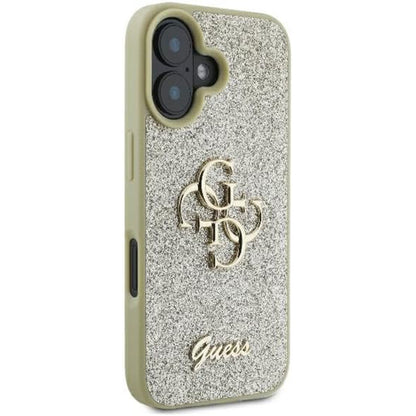 Étui pour Apple iPhone 16 Plus, Guess, Fixed Glitter Big 4G, Doré