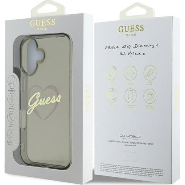 Étui pour Apple iPhone 16 Plus, Guess, IML Heart, Noir