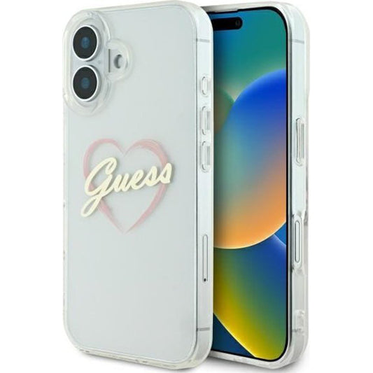 Étui pour Apple iPhone 16 Plus, Guess, IML Heart, Transparent