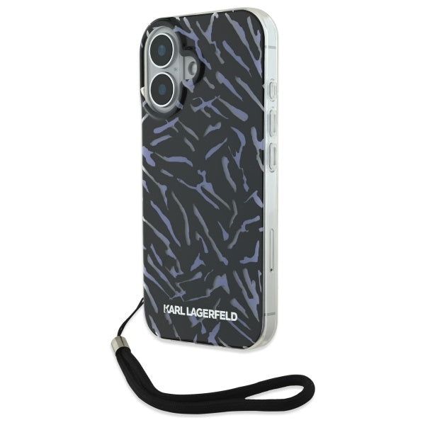 Custodia per Apple iPhone 16 Plus, Karl Lagerfeld, Zebra with Cord Strap, Viola