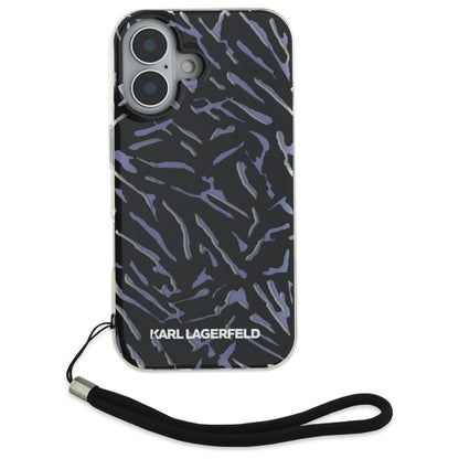 Custodia per Apple iPhone 16 Plus, Karl Lagerfeld, Zebra with Cord Strap, Viola