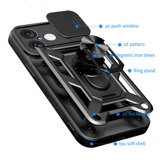 Coque pour Apple iPhone 16 Plus, Techsuit, CamShield, Noire