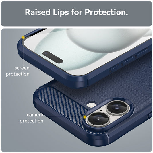 Coque pour Apple iPhone 16 Plus, Techsuit, Carbone, Bleue