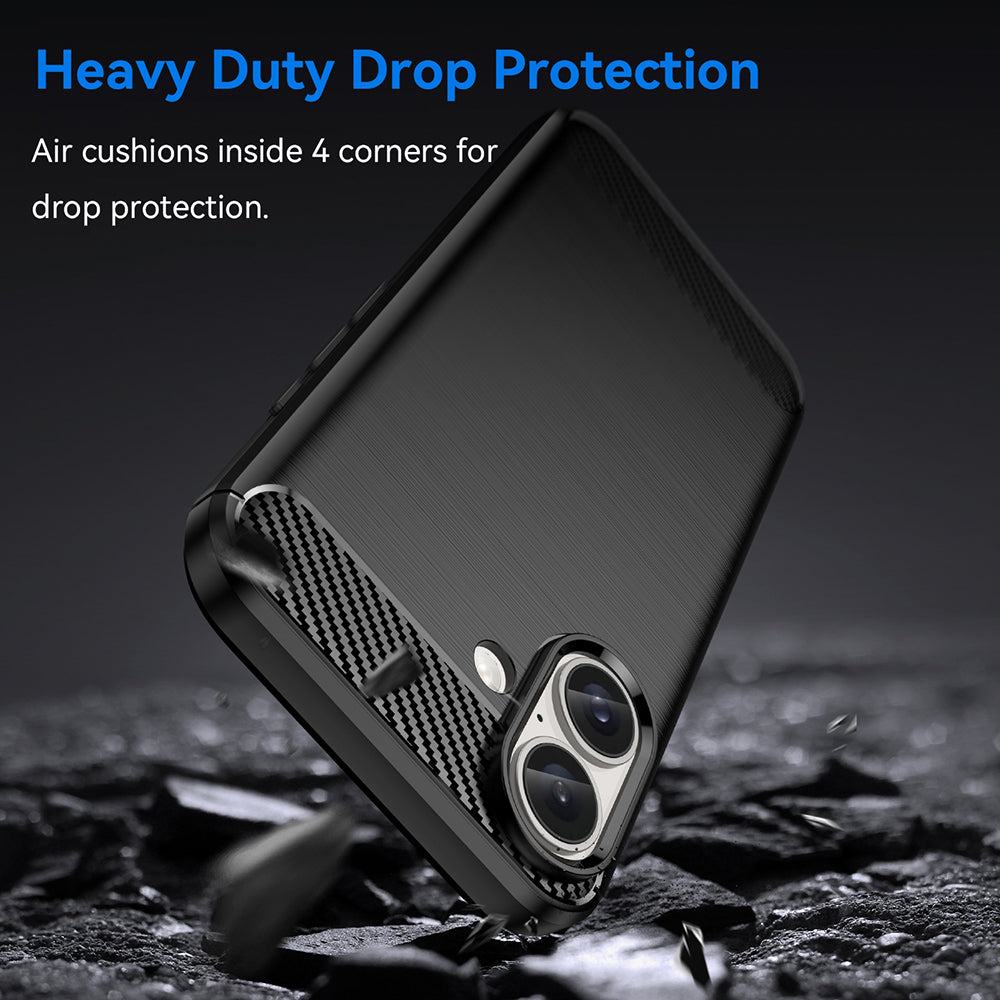 Custodia per Apple iPhone 16 Plus, Techsuit, Carbonio, Nera