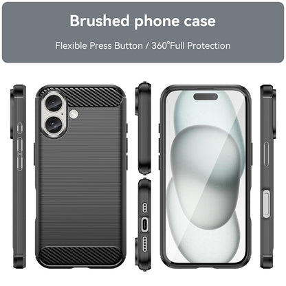 Custodia per Apple iPhone 16 Plus, Techsuit, Carbonio, Nera