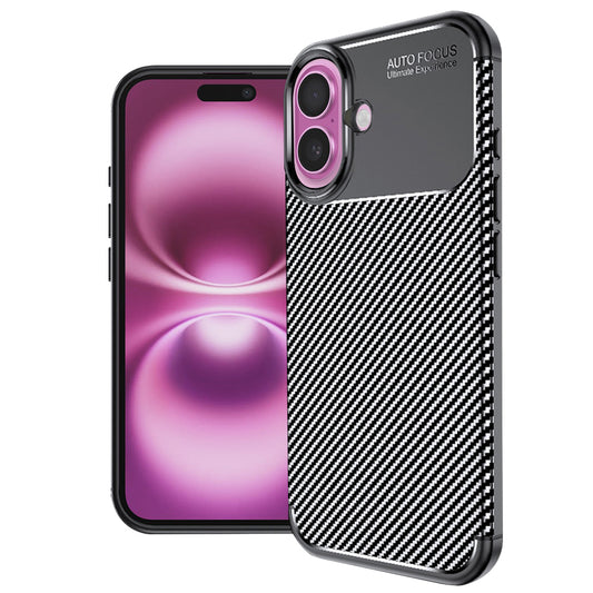 Coque pour Apple iPhone 16 Plus, Techsuit, Fibre de carbone, Noire