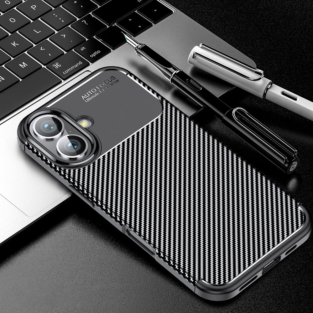 Custodia per Apple iPhone 16 Plus, Techsuit, CarbonFiber, Nera