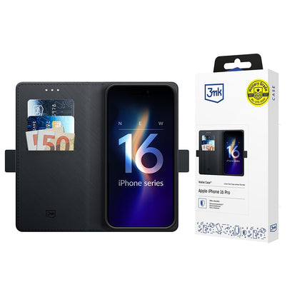 Custodia per Apple iPhone 16 Pro, 3MK, Wallet, Nera