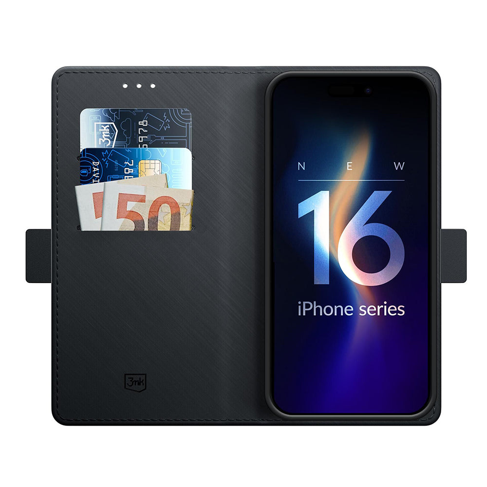 Custodia per Apple iPhone 16 Pro, 3MK, Wallet, Nera