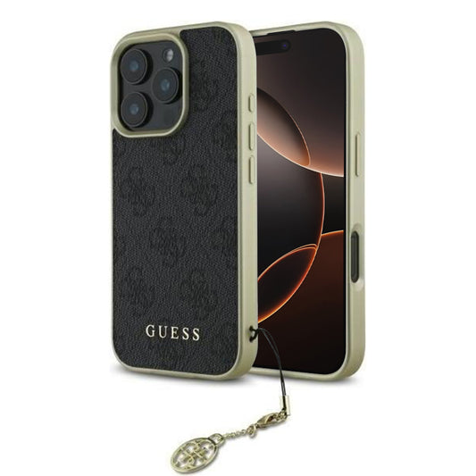 Étui pour Apple iPhone 16 Pro, Guess, 4G Charm, Noir