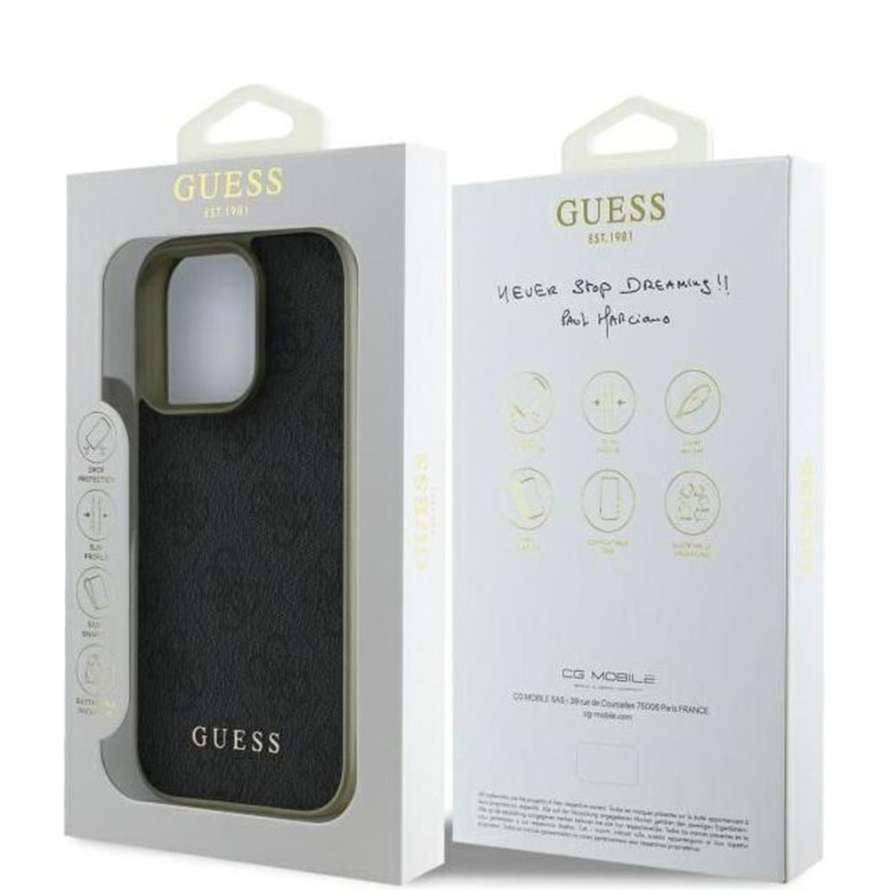 Custodia per Apple iPhone 16 Pro, Guess, 4G Charm, Nera