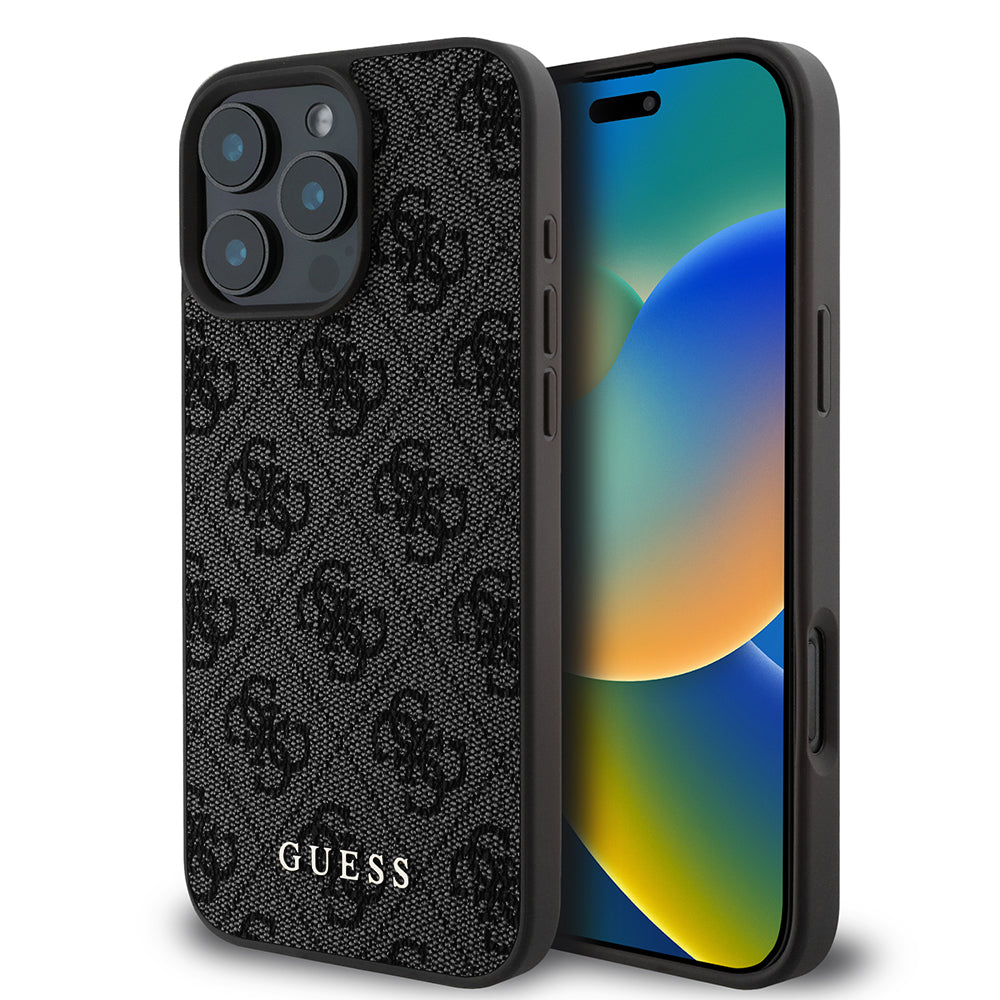 Custodia per Apple iPhone 16 Pro, Guess, 4G Classic, Nera