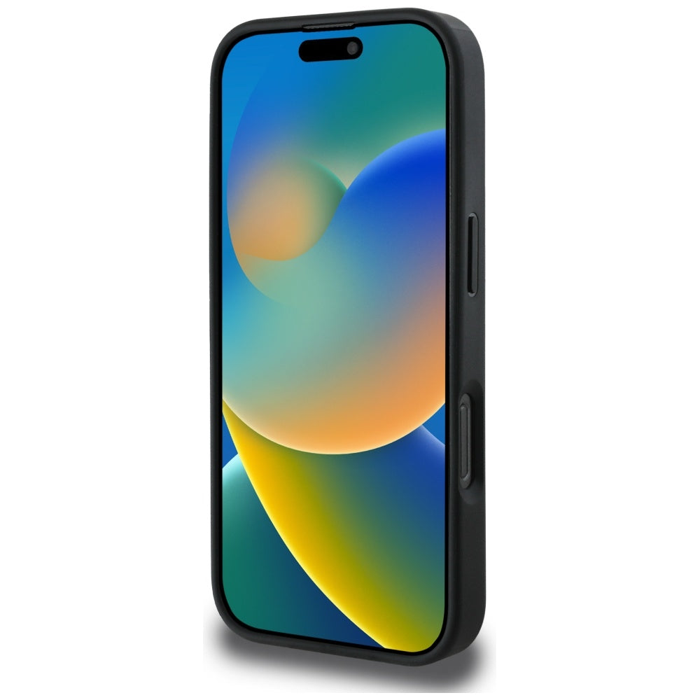 Custodia per Apple iPhone 16 Pro, Guess, 4G Grained Roses Big Logo, Nera