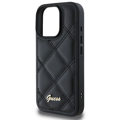 Custodia per Apple iPhone 16 Pro, Guess, Quilted Metal Logo, Nera