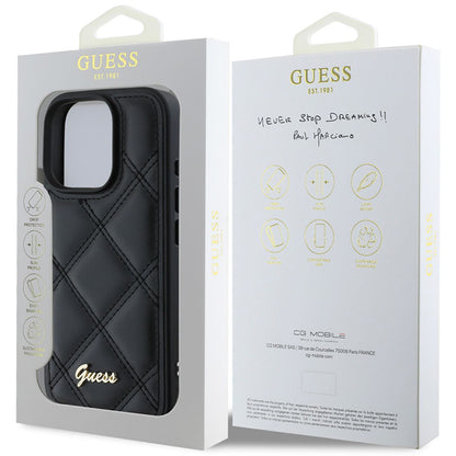 Custodia per Apple iPhone 16 Pro, Guess, Quilted Metal Logo, Nera