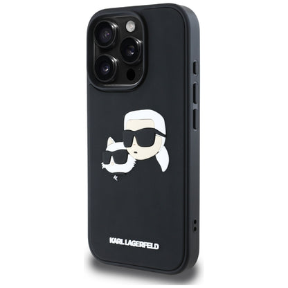 Hülle für Apple iPhone 16 Pro, Karl Lagerfeld, 3D Rubber Karl & Choupette, Schwarz