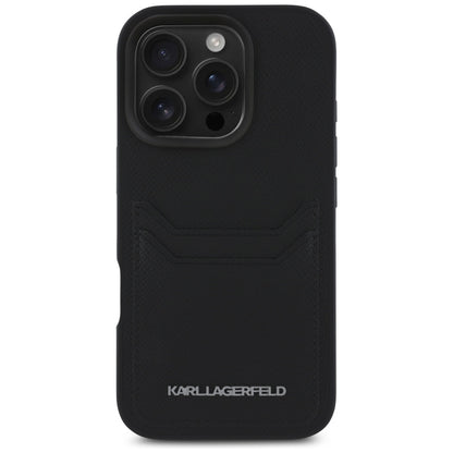 Étui pour Apple iPhone 16 Pro, Karl Lagerfeld, Grained Cardslots, Noir