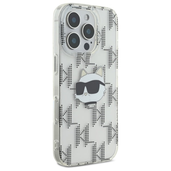 Custodia per Apple iPhone 16 Pro, Karl Lagerfeld, IML Luxury Electroplated Choupette's Head, Trasparente