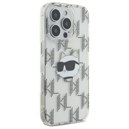 Custodia per Apple iPhone 16 Pro, Karl Lagerfeld, IML Luxury Electroplated Choupette's Head, Trasparente
