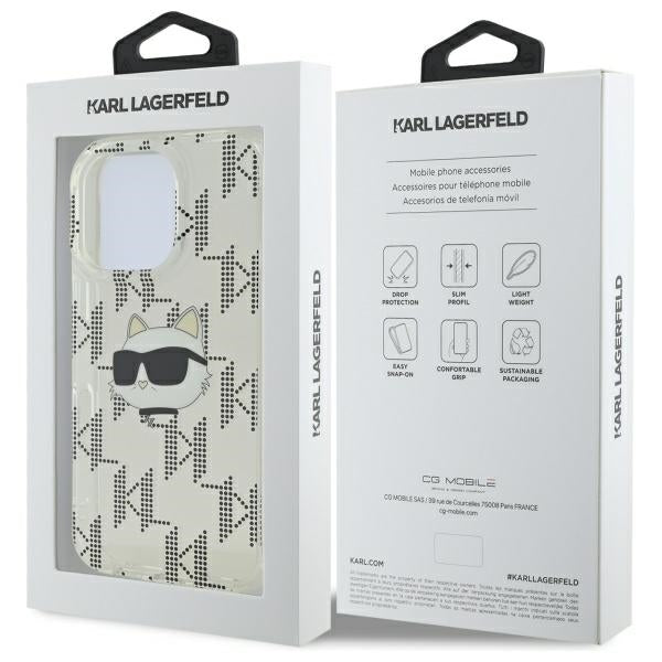 Custodia per Apple iPhone 16 Pro, Karl Lagerfeld, IML Luxury Electroplated Choupette's Head, Trasparente