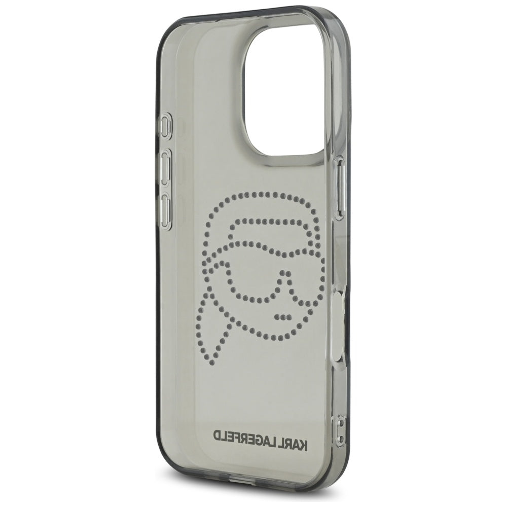 Custodia per Apple iPhone 16 Pro, Karl Lagerfeld, IML Rhinestones Karl's Head, Nera
