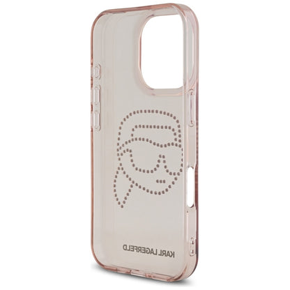 Custodia per Apple iPhone 16 Pro, Karl Lagerfeld, IML Rhinestones Karl's Head, Rosa