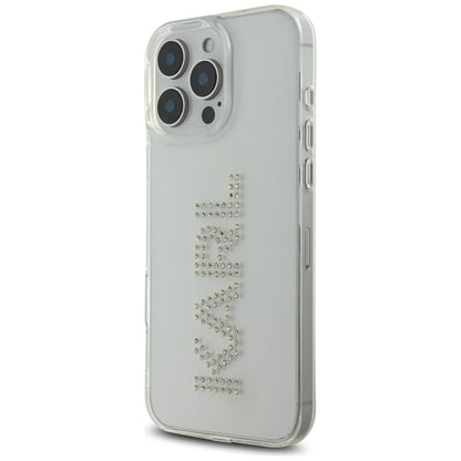 Custodia per Apple iPhone 16 Pro, Karl Lagerfeld, IML Rhinestones Transparent Logo, Trasparente
