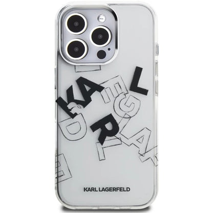 Custodia per Apple iPhone 16 Pro, Karl Lagerfeld, IML Sketched Graphic Logo, Trasparente