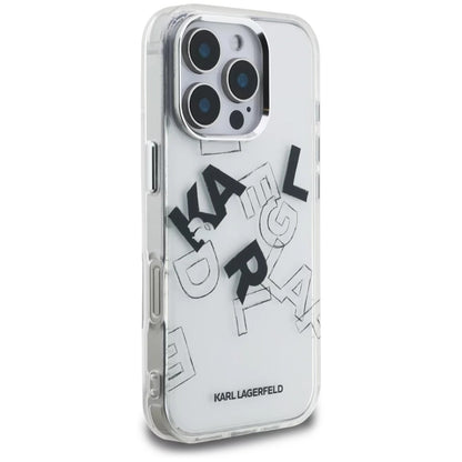 Custodia per Apple iPhone 16 Pro, Karl Lagerfeld, IML Sketched Graphic Logo, Trasparente