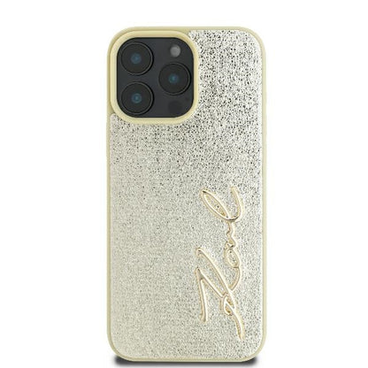 Custodia per Apple iPhone 16 Pro, Karl Lagerfeld, Metal Signature, Dorata
