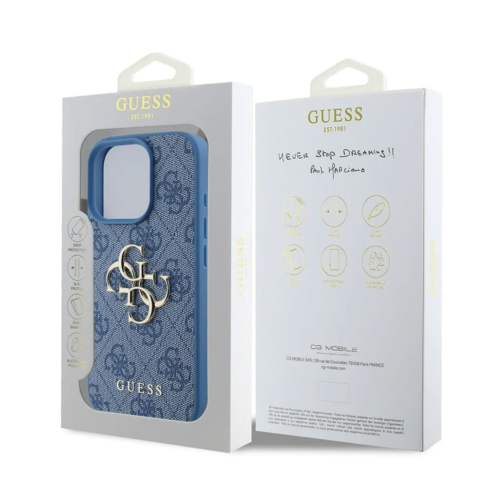 Custodia per Apple iPhone 16 Pro Max, Guess, 4G Big Logo, Blu