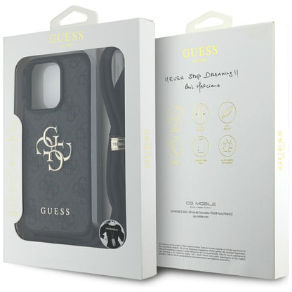 Étui pour Apple iPhone 16 Pro Max, Guess, 4G CBDY Grand Logo avec Bandoulière, Noir