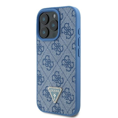 Hülle für Apple iPhone 16 Pro Max, Guess, Crossbody 4G Triangle Strass, Blau