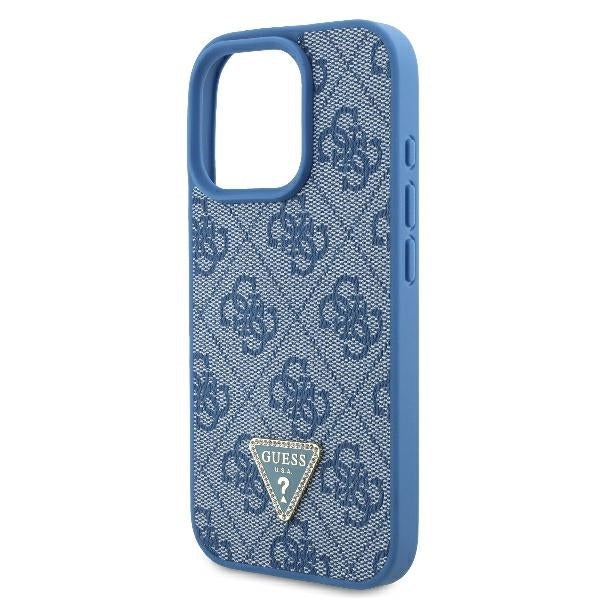 Hülle für Apple iPhone 16 Pro Max, Guess, Crossbody 4G Triangle Strass, Blau