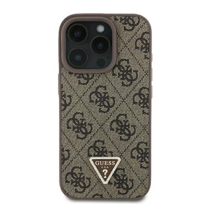 Étui pour Apple iPhone 16 Pro Max, Guess, Crossbody 4G Triangle Strass, Marron