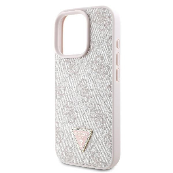 Étui pour Apple iPhone 16 Pro Max, Guess, Crossbody 4G Triangle Strass, Rose