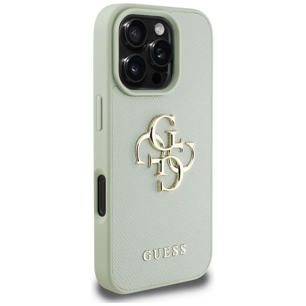 Custodia per Apple iPhone 16 Pro Max, Guess, Grained Big 4G Logo Small Classic Logo, Verde