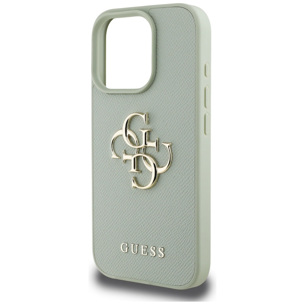 Custodia per Apple iPhone 16 Pro Max, Guess, Grained Big 4G Logo Small Classic Logo, Verde