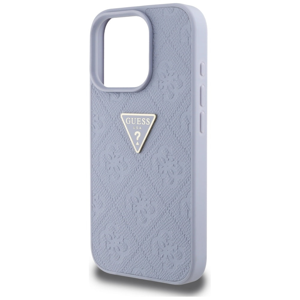 Case for Apple iPhone 16 Pro Max, Guess, Hot Stamp 4G Pattern Triangle Logo, Light Purple