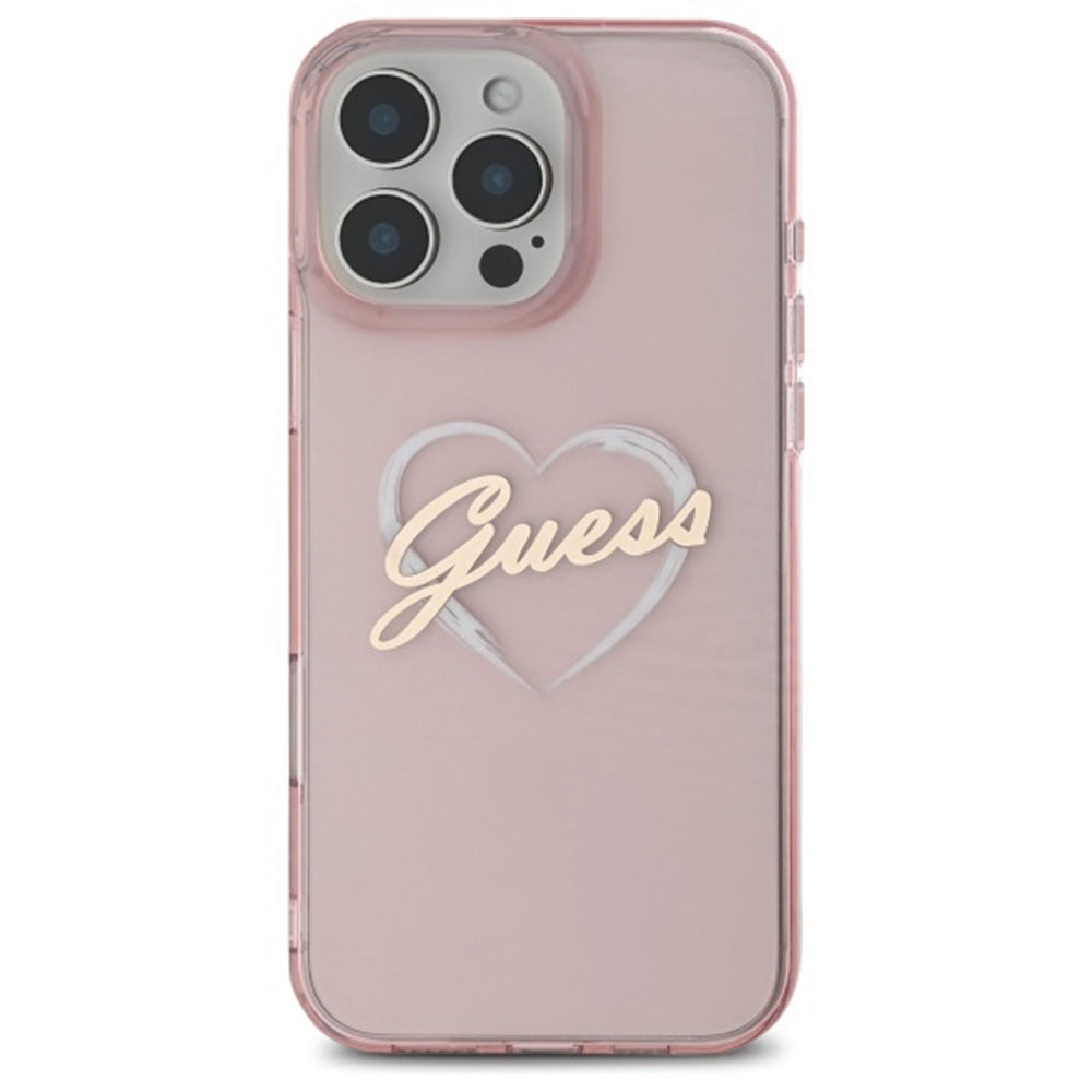 Étui pour Apple iPhone 16 Pro Max, Guess, IML Heart, Rose