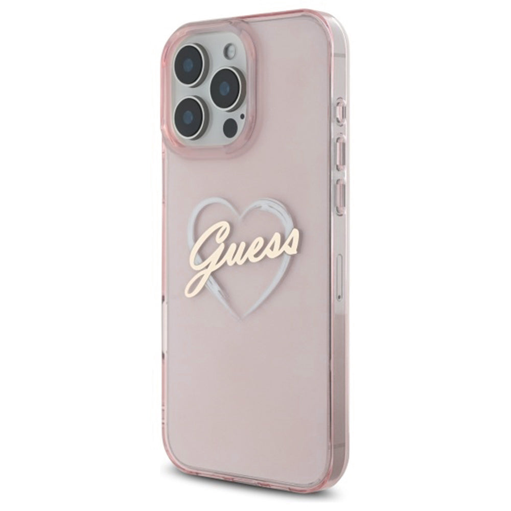 Étui pour Apple iPhone 16 Pro Max, Guess, IML Heart, Rose