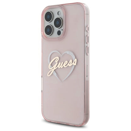 Étui pour Apple iPhone 16 Pro Max, Guess, IML Heart, Rose